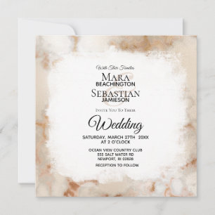 *~ Artistic Gold Marble Veins AR2 Wedding Invitation