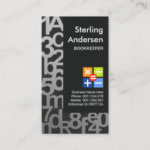 Artistic Gold Numbers Bookkeeping Business Card