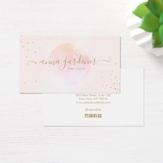 Artistic Gold Pink Watercolor Beauty Salon Script (Desk)