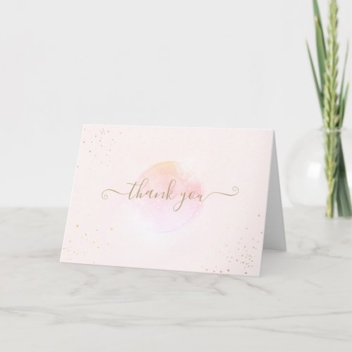 Artistic Gold Pink Watercolor Beauty Salon Script Card