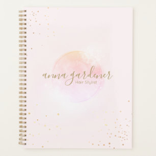 Artistic Gold Pink Watercolor Beauty Salon Script Planner