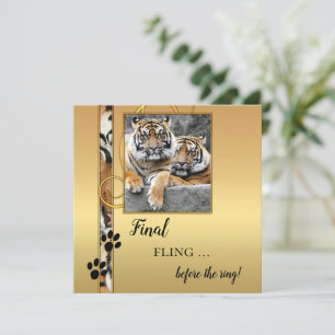 Artistic Gold Tiger Bachelorette Party Invitation