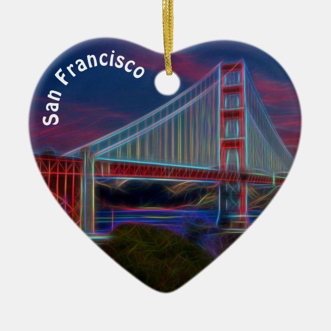 Artistic, Golden Gate Bridge, San Francisco, Ceramic Ornament (Front)