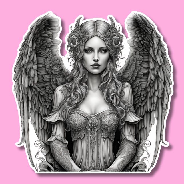Artistic Gothic Angel Waterproof  Sticker (Creator Uploaded)