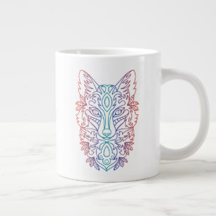 Artistic gradient color wolf face giant coffee mug