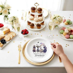 Artistic Graduation Celebration Fashion Sketch Paper Plates