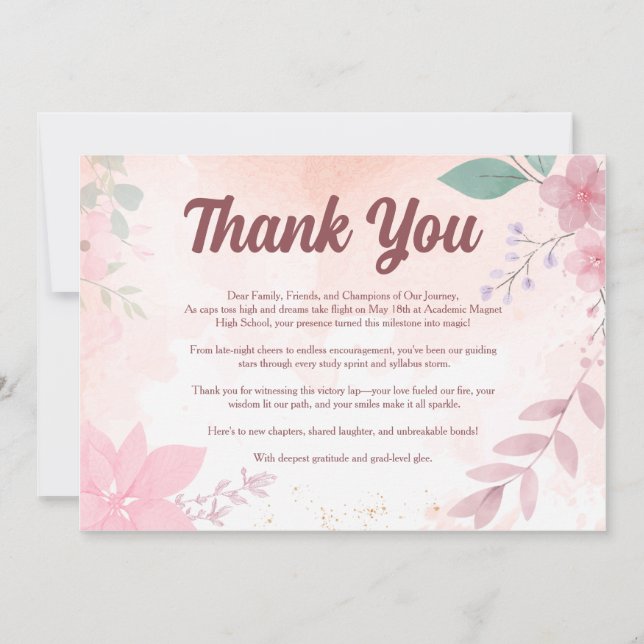 Artistic Graduation Party Thank You Card (Front)