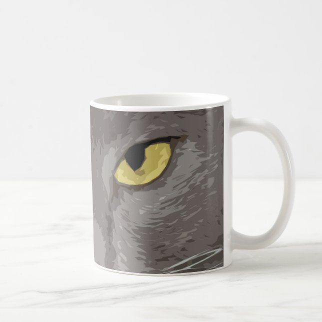 Artistic Gray Cat Face Coffee Mug (Right)