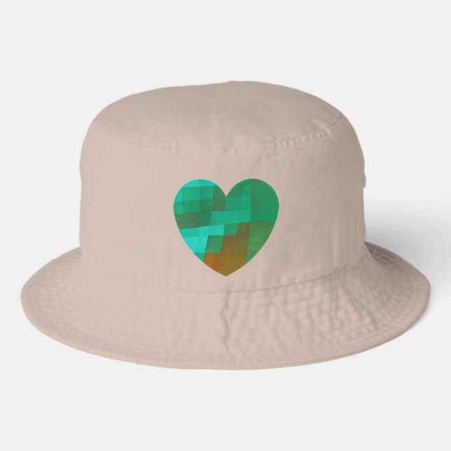  artistic green heart bucket hat (Front)