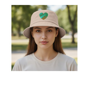  artistic green heart bucket hat