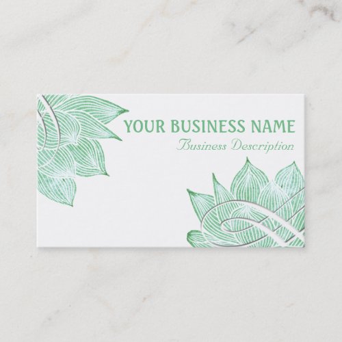 Artistic Green Lotus Blossom on White Business Card