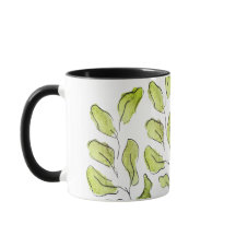 Artistic Green Watercolor Leaves Botanical