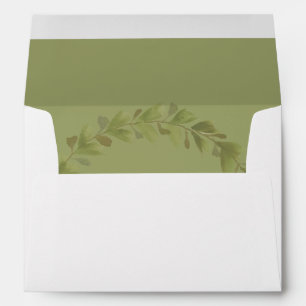 Artistic Green Wreath Watercolor Hand-painted Envelope