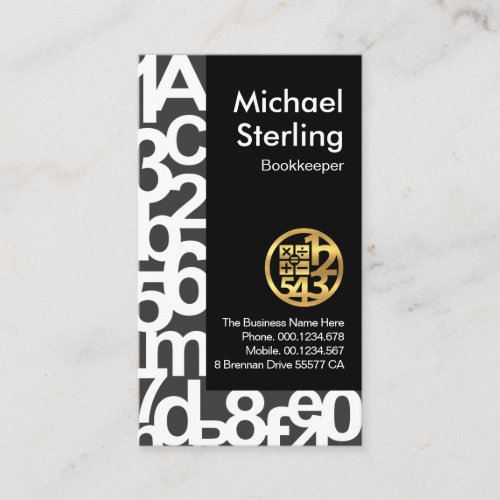 Artistic Grey Numbers Bookkeeping  Business Card
