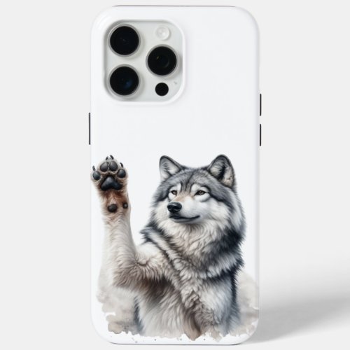 Artistic Grey Wolf in Watercolor iPhone 15 Pro Max Case