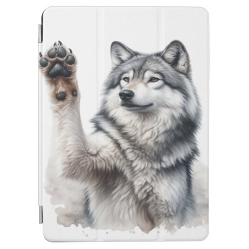 Artistic Grey Wolf in Watercolor iPad Air Cover