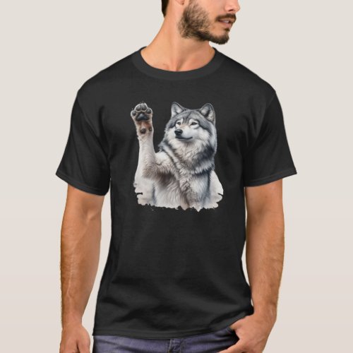 Artistic Grey Wolf in watercolor T_Shirt