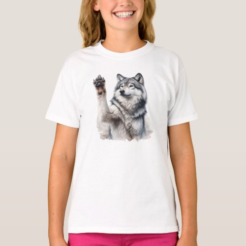 Artistic Grey Wolf in watercolor T_Shirt