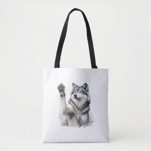 Artistic Grey Wolf in watercolor Tote Bag