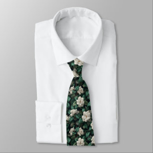 Artistic Groomsman Gift Gardenias Neck Tie