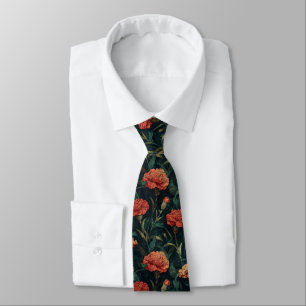 Artistic Groomsmen Gift Carnation Flower Neck Tie