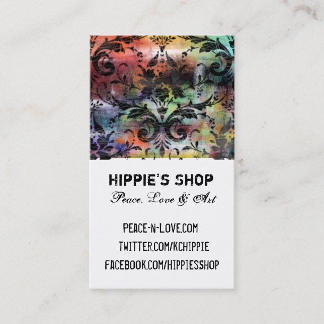 Artistic Grunge Damask Business Card (Front)