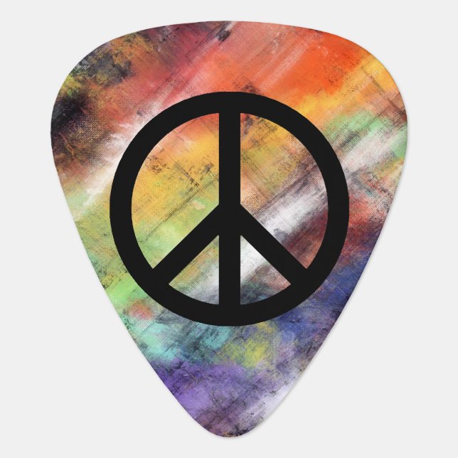 Artistic Grunge Peace Sign Guitar Pick (Front)