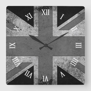 Artistic Grunge UK flag Square Wall Clock