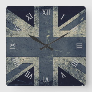 Artistic Grunge UK flag Square Wall Clock