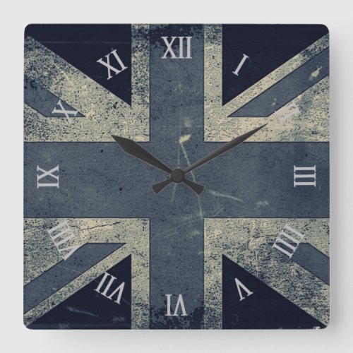 Artistic Grunge UK flag Square Wall Clock