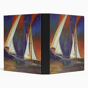 Artistic Gulet Under Sail In Orange and Purple 3 Ring Binder
