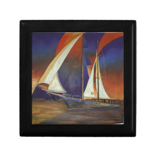 Artistic Gulet Under Sail In Orange and Purple Gift Box