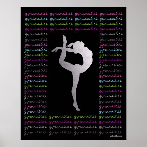Artistic Gymnastics Colorful Typography Poster