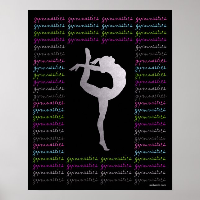 Artistic Gymnastics Colorful Typography Poster (Front)