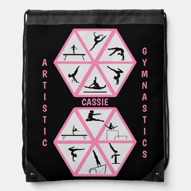 Artistic Gymnastics Hexagon Drawstring Bag (Front)