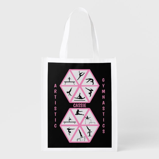 Artistic Gymnastics Hexagon   Grocery Bag (Front)