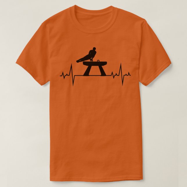 Artistic Gymnastics Pommel Horse Gymnast Heartbeat T-Shirt (Design Front)