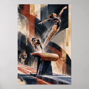 Artistic Gymnastics Vault Dynamic Abstract Sports Poster