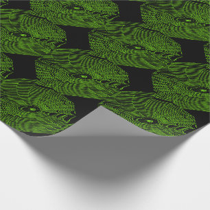 Artistic Halloween Spider Cobweb Doodle In Green Wrapping Paper