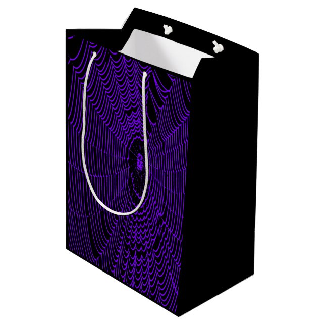 Artistic Halloween Spider Cobweb Doodle In Lilac Medium Gift Bag (Back Angled)