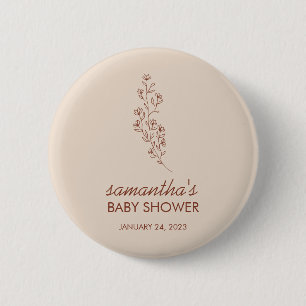 Artistic Hand Drawn Baby Shower Script with Flower Button