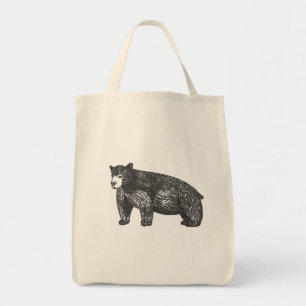 Artistic Hand-drawn Black Bear Tote Bag