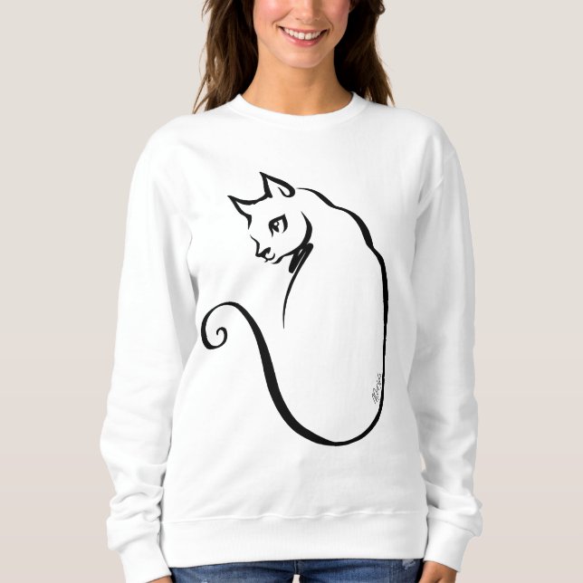Artistic Hand Drawn Cat Women’s Classic Sweater (Front)