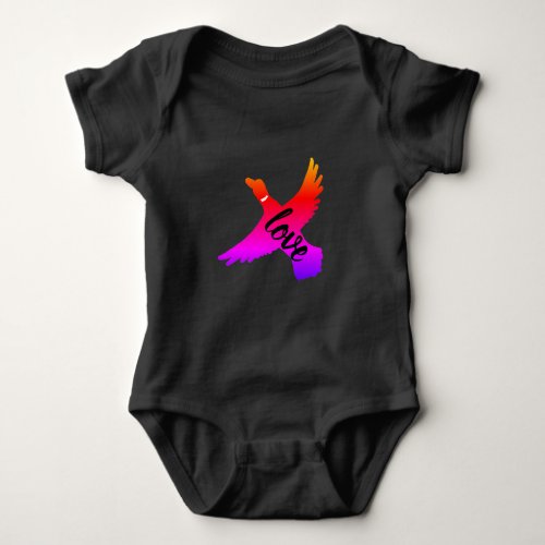 Artistic Hand_drawn Colorful Love Duck Baby Bodysuit