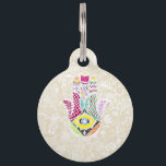 Artistic Hand Drawn Hamsa Hand an Floral Drawings Pet ID Tag<br><div class="desc">This colorful and artistic hand drawn Hamsa hand of Fatima with black and white floral and foliage drawings is perfect for the trendy and stylish woman. Its cool and hipster print is great for many gifts and occasions. Enjoy this vibrant and bold design for your next purchase!</div>