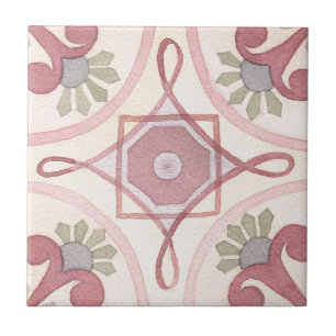 Artistic hand painted floral Watercolor Feminine Ceramic Tile