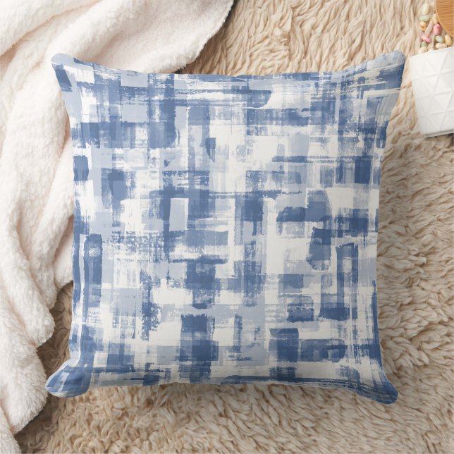 Artistic Hand painted watercolor blue and white  Throw Pillow (Blanket)