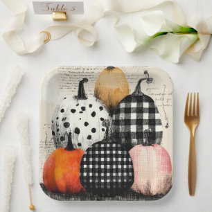 Artistic Harvest Pumpkins Paper Plates