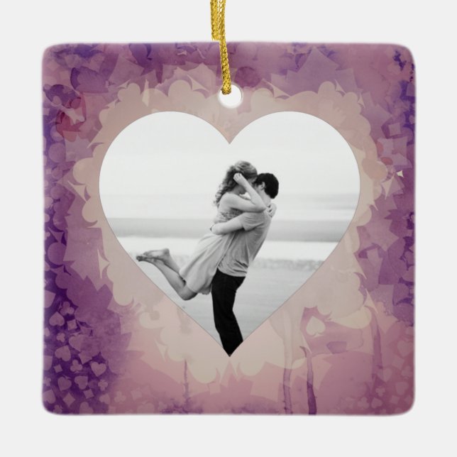 Artistic Heart/Custom Photo Ceramic Ornament (Front)