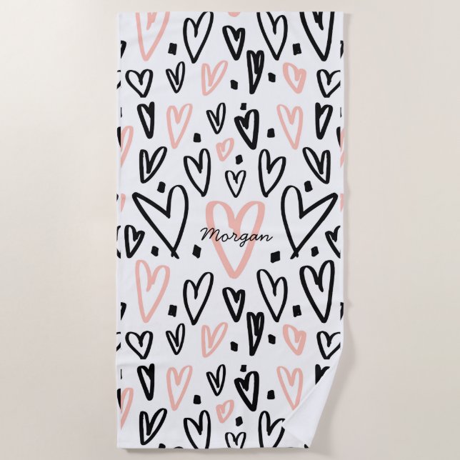 Artistic Hearts | Monogram Beach Towel (Front)